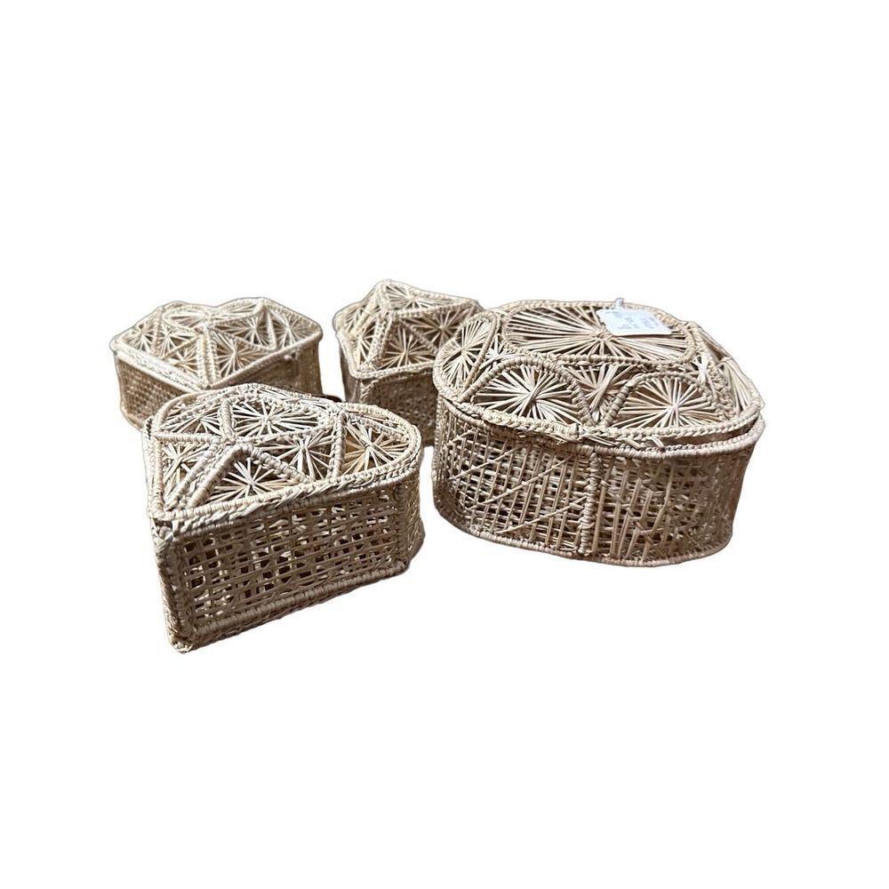 Vintage Potpourri Wicker Basket Lot of 4 New Deadstock Hearts and Circle 80s